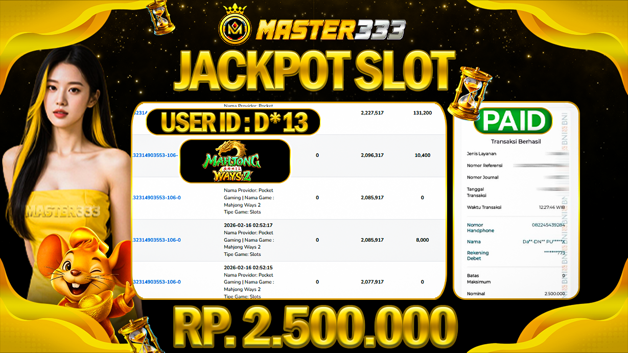JACKPOT 2.500.000 DI POCKET GAMING GAMES MAHJONG WAYS 2 SAH LUNAS
