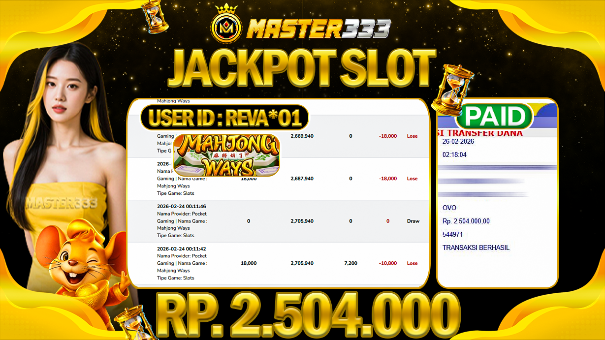 JACKPOT 2.504.000 JUTA DI PG SOFT SLOT MAHJONG WAYS 1 GATE SAH LUNAS