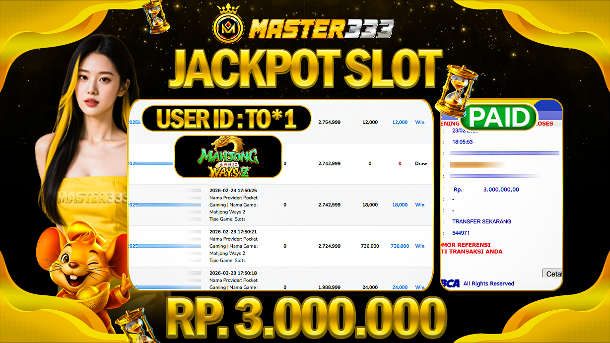JACKPOT 3.000.000 JUTA DI PG SOFT SLOT GAMES MAHJONG WAYS 1 SAH LUNAS